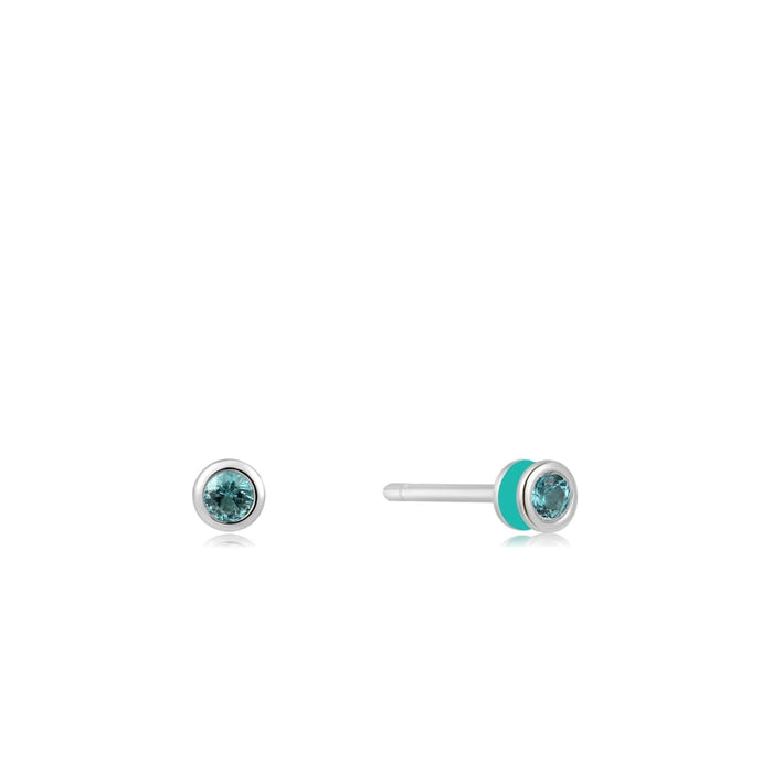 Teal Enamel Silver Stud Earrings - ALL EARINGS