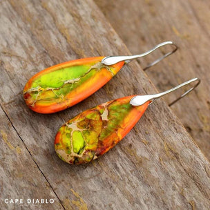 Tropical Jasper Teardrop Earrings - EARINGS ALL