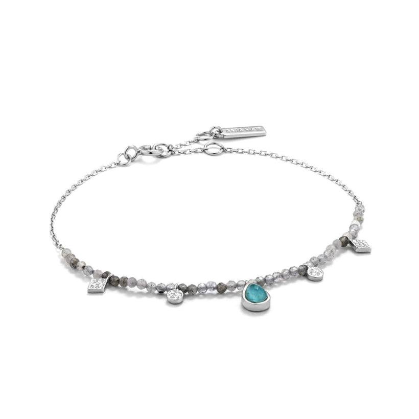 Turquoise and Labradorite Silver Bracelet - ANIA HAE