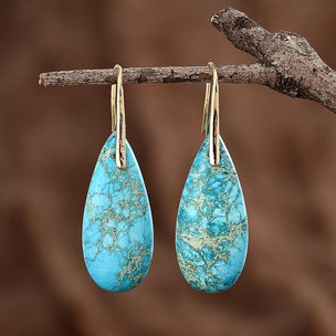 Turquoise Jasper Protection Drop Earrings - EARINGS ALL