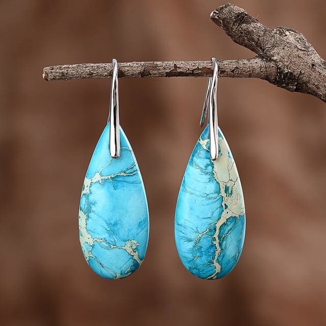 Turquoise Jasper Protection Drop Earrings - EARINGS ALL