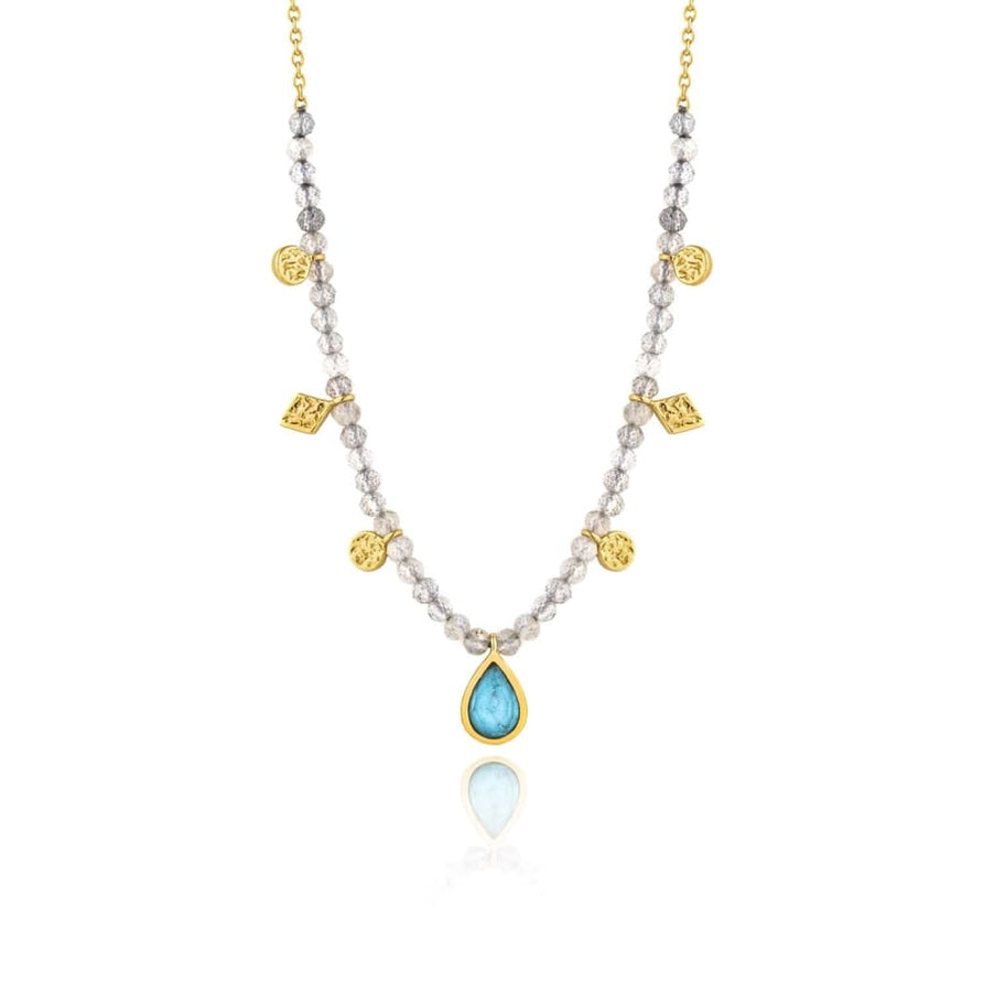 Turquoise Labradorite Gold Necklace - ALL NECKLACES