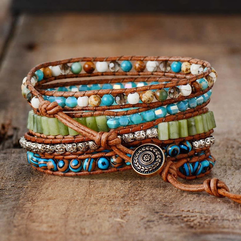 Twisted Ocean Jasper Wrap Bracelet - BRACELET Bracelets