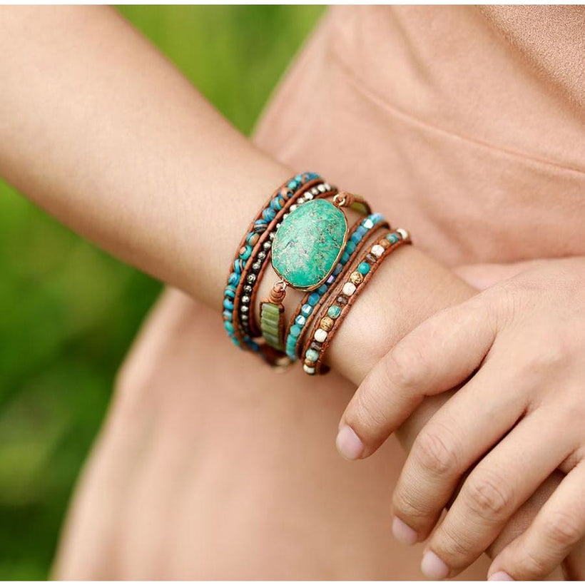 Twisted Ocean Jasper Wrap Bracelet - BRACELET Bracelets