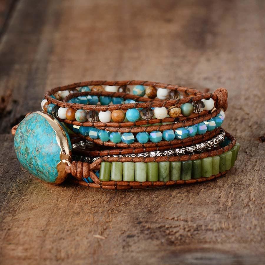 Twisted Ocean Jasper Wrap Bracelet - BRACELET Bracelets