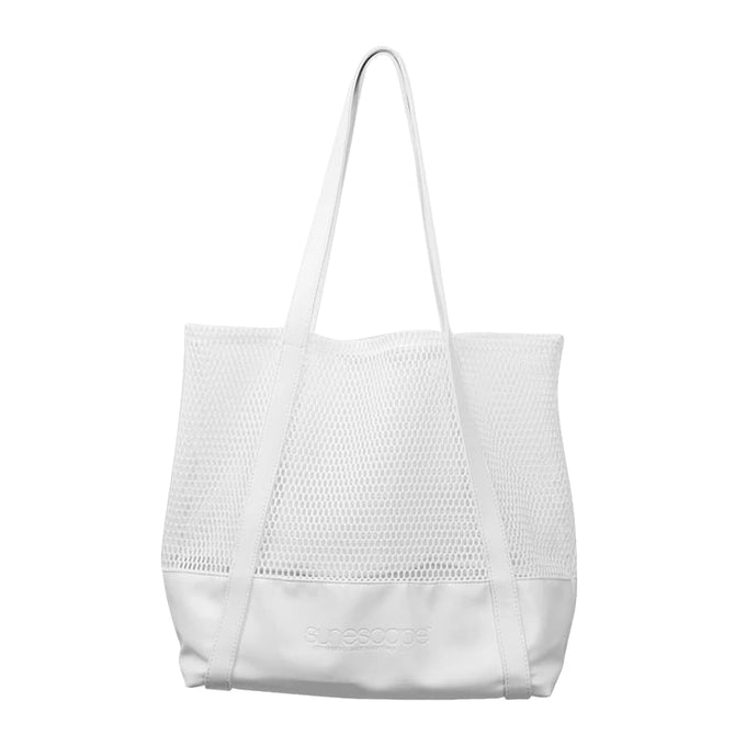 White Mesh Beach Tote - Tanning Products TANNING COSMOS